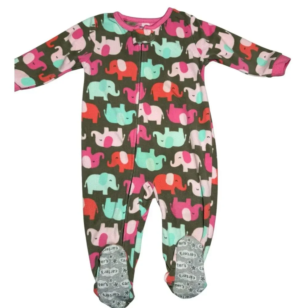 Carters Sleeper Pajama Bundle Girls Fleece Elephant Fox 12 Months